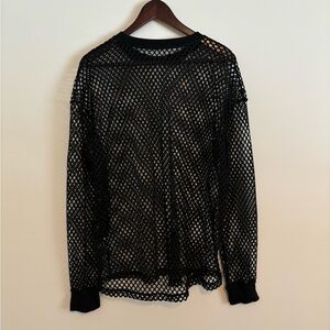 Black Mesh Stretchy Fish Net Long Sleeve.